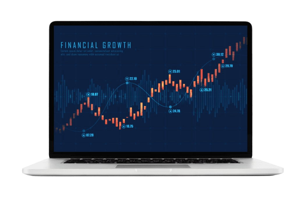 stock market graph on a laptop